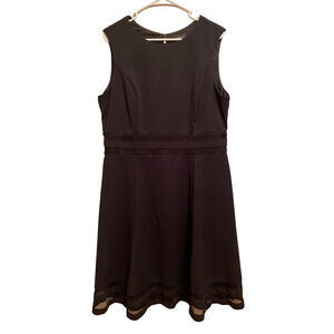 Liz‎ Claiborne Sleeveless A Line Black Illusion Hem Flowy Plus Size LBD Dress 16